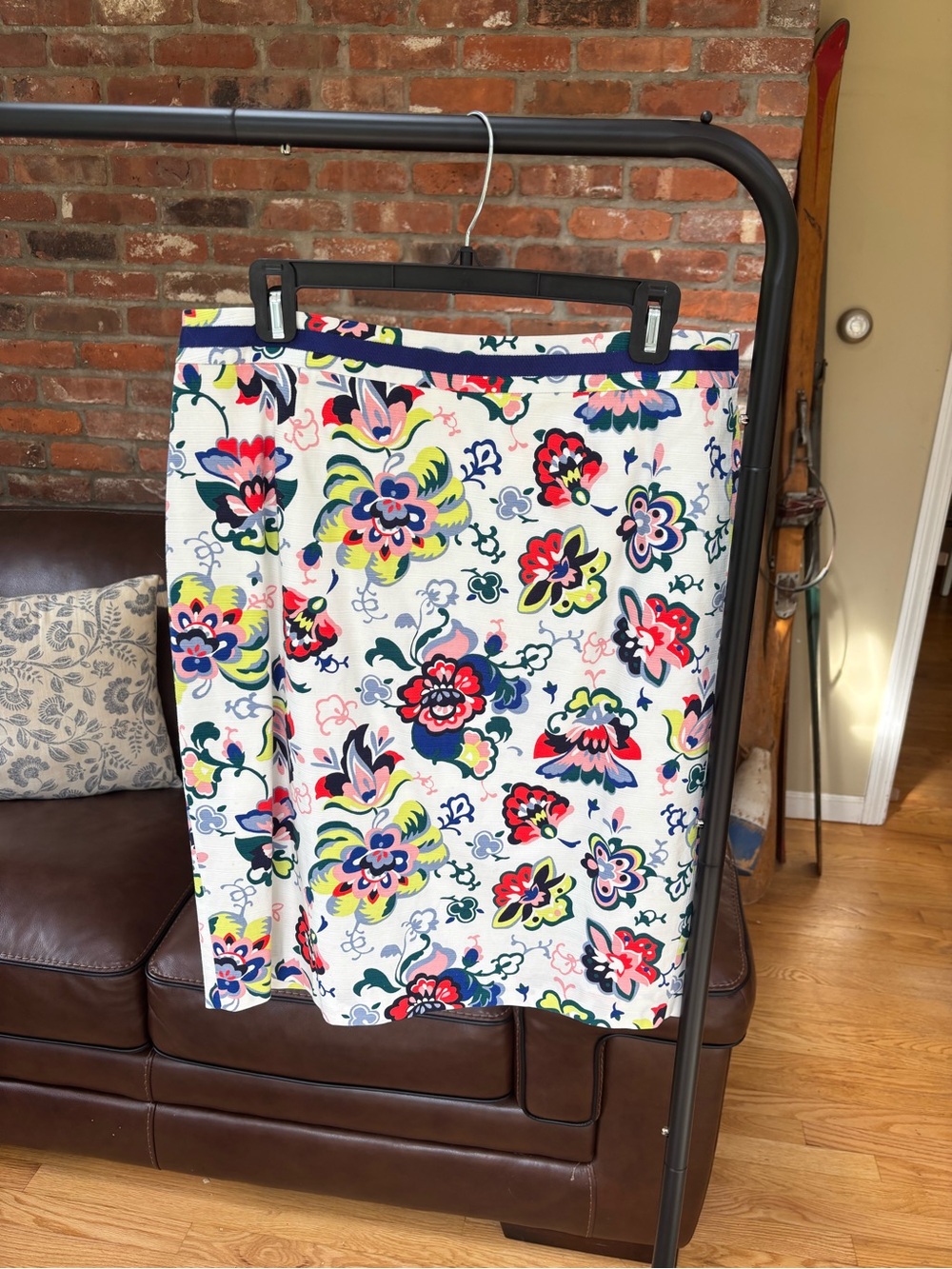 Boden Floral Print Pencil Skirt – Vibrant Multicolor Cotton Blend – Size US 10R